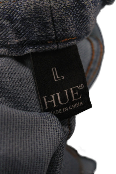 Hue Womens Solid Blue Cotton Jegging Casual Size L