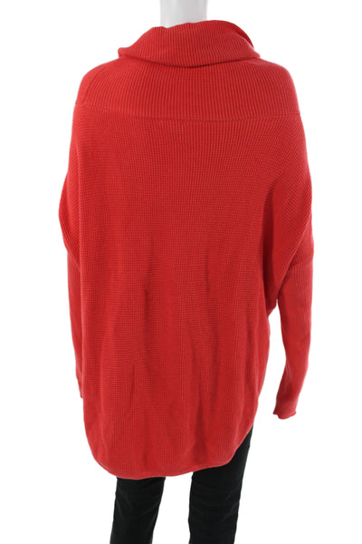 Planet by Lauren G Womens Red Cowl Neck Cotton Pullover Sweater Size One Size