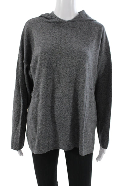 Eileen Fisher Women Gray Cotton Pullover Hoodie Long Sleeve Size M