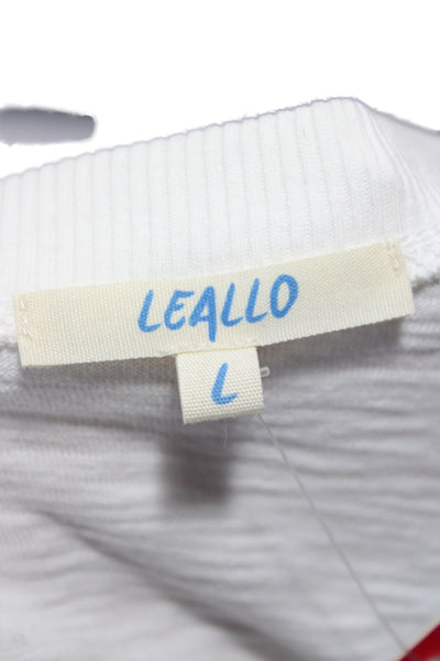 Leallo Women Basic Scoop Neck Long Sleeve Cotton T-Shirt White Size L