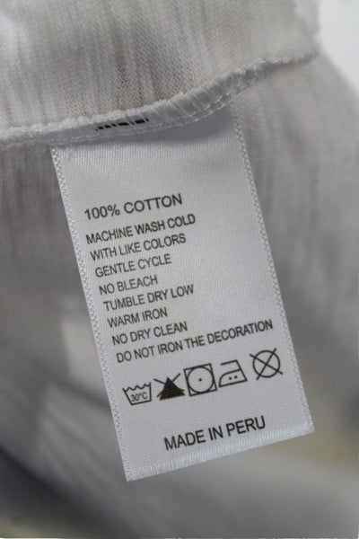Leallo Women Basic Scoop Neck Long Sleeve Cotton T-Shirt White Size L