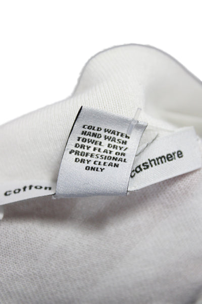 Cotton By Autumn Cashmere Womens Pullover White Striped Short Sleeve Size L
