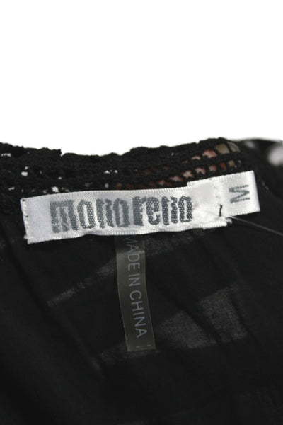 Mono Reno Womens Black V Neck Tunic Blouse 3/4 Sleeve Rayon Size M