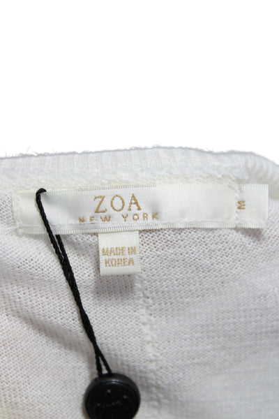 ZOA New York Womens Pullover V Neck Long Sleeve Ivory Rayon Size M