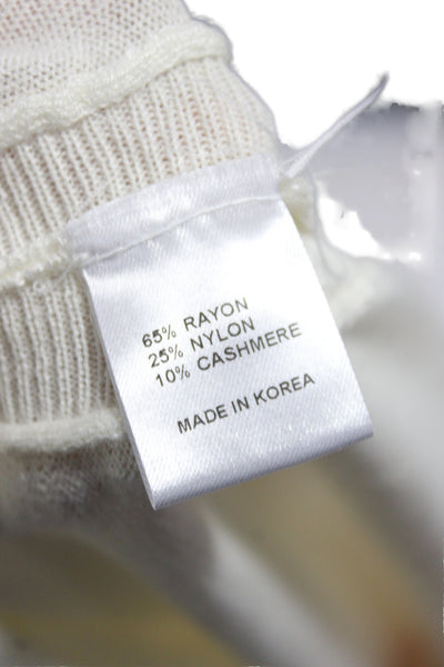 ZOA New York Womens Pullover V Neck Long Sleeve Ivory Rayon Size M