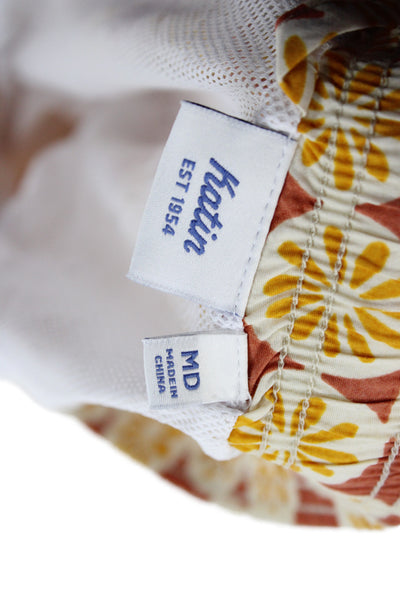 Katin Mens Drawstring Pond Volley Swim Trunks White Yellow Red Size Medium
