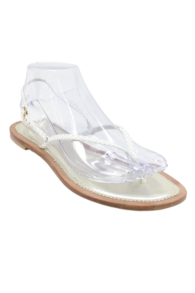 Cornetti Womens Leather T Strap Slingback Sandals White Size 39