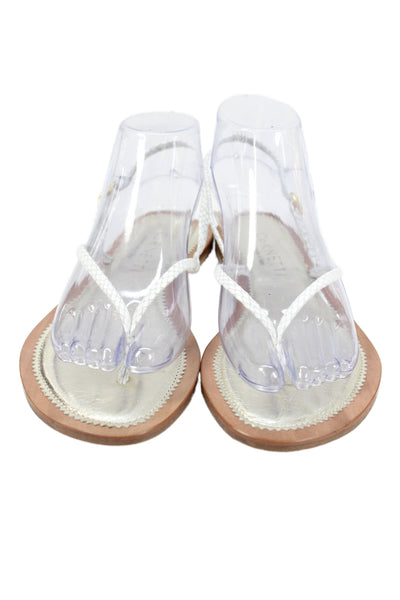 Cornetti Womens Leather T Strap Slingback Sandals White Size 39