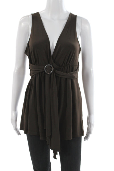 Michael Michael Kors Womens Tunic Tank Brown V-Neck Sleeveless Size L