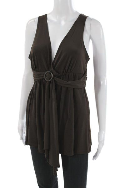 Michael Michael Kors Womens Tunic Tank Brown V-Neck Sleeveless Size L