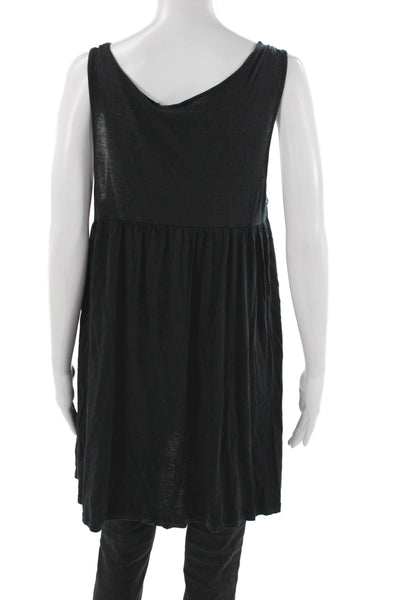 DKNY Women Sleeveless Tunic Tank Black Square Neck Lyocell Size M