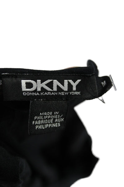 DKNY Women Sleeveless Tunic Tank Black Square Neck Lyocell Size M