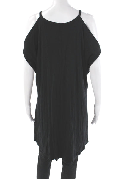 Robin Piccone Women Black V-Neck Tank Dress Sleeveless Modal Size L