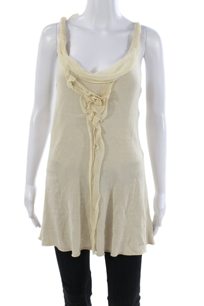 Nine West Women Beige Scoop Neck Silk Camisole Sleeveless Size L