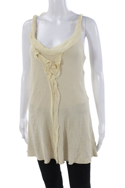 Nine West Women Beige Scoop Neck Silk Camisole Sleeveless Size L