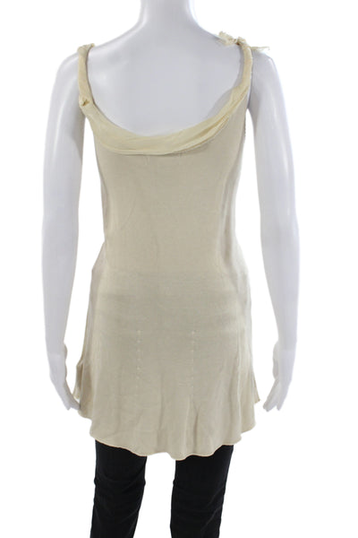 Nine West Women Beige Scoop Neck Silk Camisole Sleeveless Size L