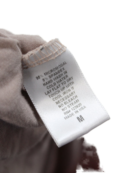 LA Made Women Basic Beige Tank V-Neck Sleeveless Micromodal Summer Size M