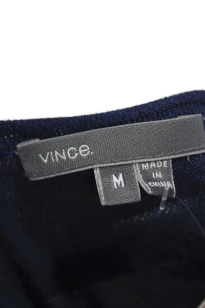 Vince Women V-Neck Short Sleeve Pullover Sweater Blue Size M