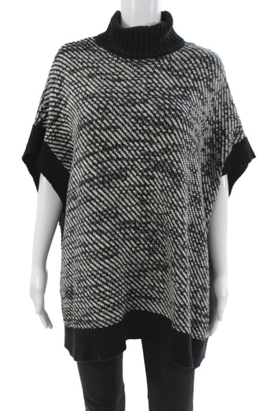 Michael Michael Kors Women Black Geometric Cape Sweater Short Sleeve Size M