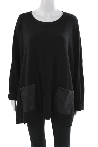 Donna Karan New York Womens Pullover Sweater Black Long Sleeve Size L