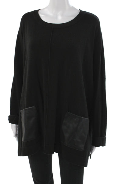Donna Karan New York Womens Pullover Sweater Black Long Sleeve Size L