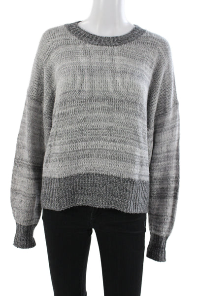 Splendid Womens Gray Striped Pullover Sweater Long Sleeve Viscose Size L