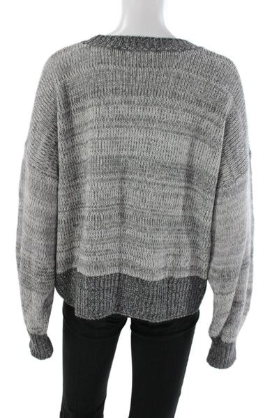 Splendid Womens Gray Striped Pullover Sweater Long Sleeve Viscose Size L
