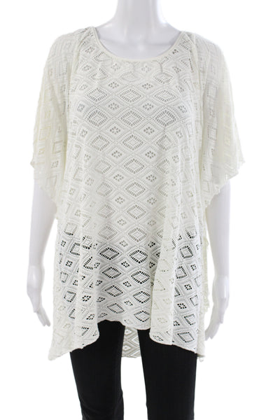 Becca by Rebecca Virtue Women Ivory Argyle Sleeveless Blouse Cover Up Size M