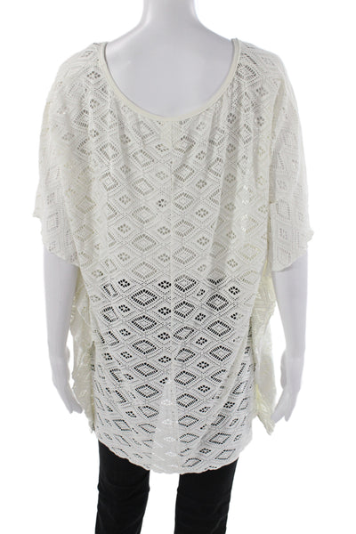 Becca by Rebecca Virtue Women Ivory Argyle Sleeveless Blouse Cover Up Size M