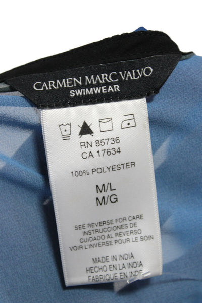 Carmen Marc Valvo Women Kimono Sleeveless Blue Colorblock Cover Up Size L