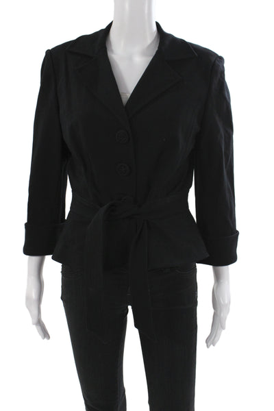 Kay Unger Women Basic Jacket Black Button Closure Viscose Long Sleeve Size 10
