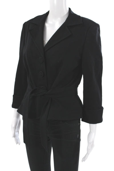 Kay Unger Women Basic Jacket Black Button Closure Viscose Long Sleeve Size 10