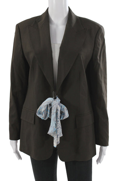 Michael Michael Kors Women Basic Jacket Brown Wool Button Long Sleeve Size 14
