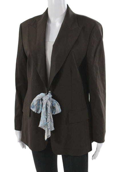 Michael Michael Kors Women Basic Jacket Brown Wool Button Long Sleeve Size 14