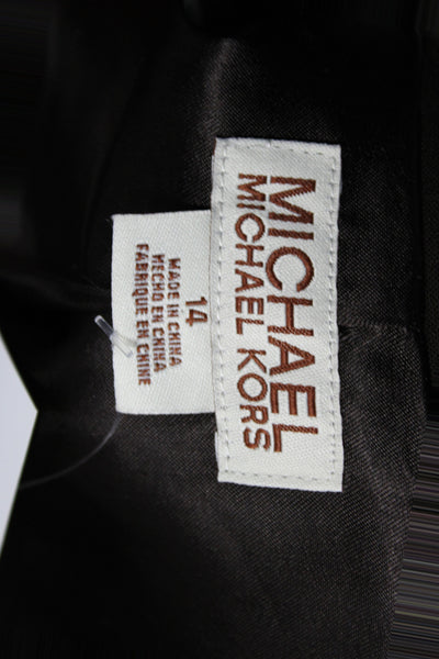 Michael Michael Kors Women Basic Jacket Brown Wool Button Long Sleeve Size 14