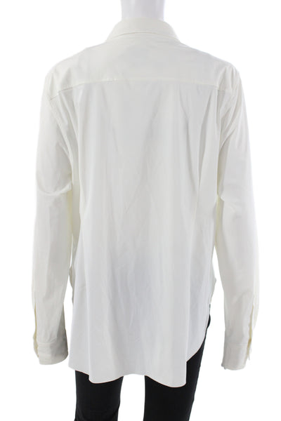 Lysse Womens Basic Collared Button-Up Top White Long Sleeve Size XL