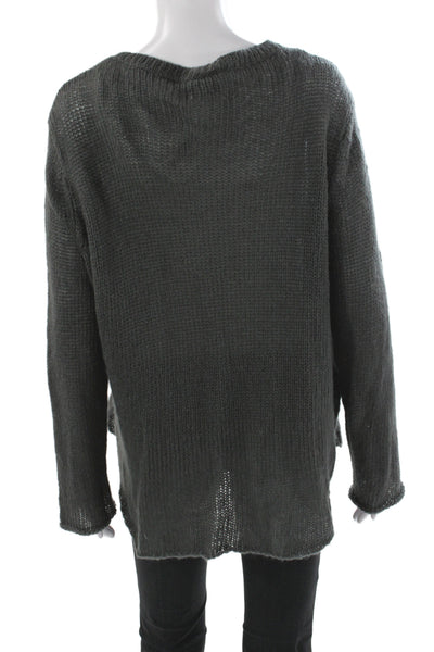 Wooden Ships Women Gray Crew Neck Pullover Sweater Heart Long Sleeve Size M