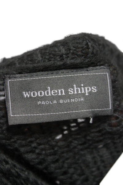 Wooden Ships Women Gray Crew Neck Pullover Sweater Heart Long Sleeve Size M
