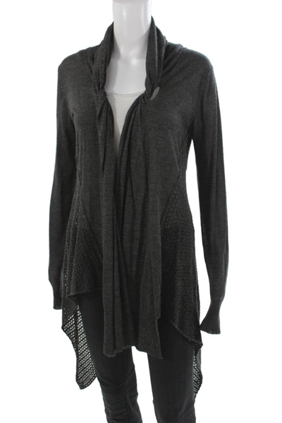 Line Women Gray Cowl Neck Cardigan Long Sleeve Acrylic Casual Size M
