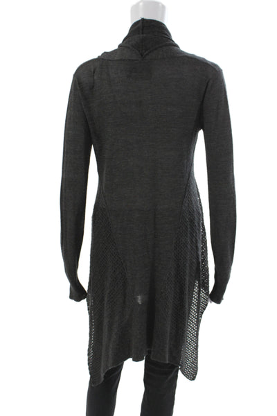 Line Women Gray Cowl Neck Cardigan Long Sleeve Acrylic Casual Size M