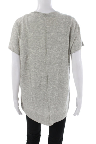FP Beach Women Gray Scoop Neck Tunic Linen Blend Short Sleeve Size S
