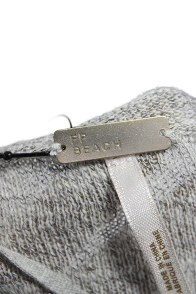FP Beach Women Gray Scoop Neck Tunic Linen Blend Short Sleeve Size S