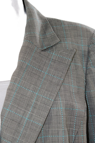 Dana Buchman Womens Basic Jacket Gray Wool Plaid Button Long Sleeve Size 14