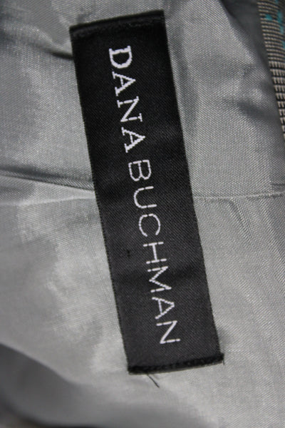 Dana Buchman Womens Basic Jacket Gray Wool Plaid Button Long Sleeve Size 14