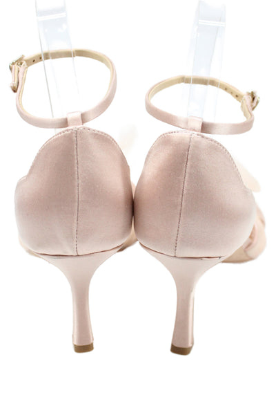 Badgley Mischka Womens Tulle Embellished Ankle Strap Heels Pink Size 8.5