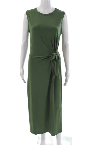 Tash + Sophie Women Green Tank Dress Solid Crew Neck Midcalf Sleeveless Size M