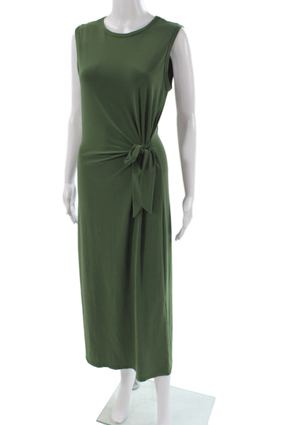 Tash + Sophie Women Green Tank Dress Solid Crew Neck Midcalf Sleeveless Size M