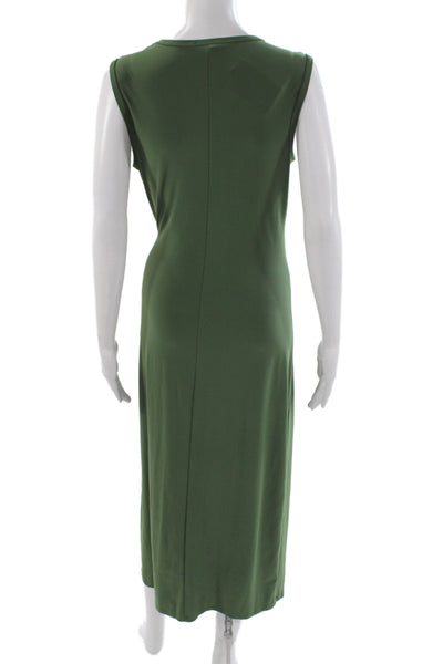 Tash + Sophie Women Green Tank Dress Solid Crew Neck Midcalf Sleeveless Size M