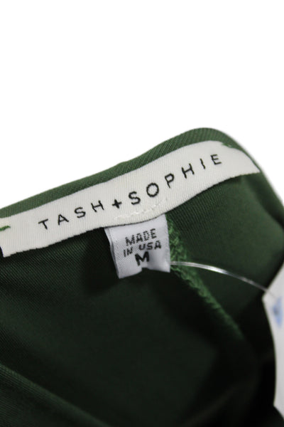 Tash + Sophie Women Green Tank Dress Solid Crew Neck Midcalf Sleeveless Size M