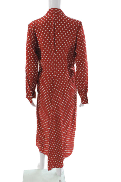 Veronica Beard Womens Shirt Dress Red Polka Dot Silk Size 10